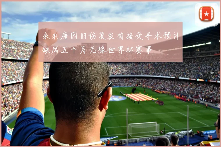 米利唐因旧伤复发将接受手术预计缺席五个月无缘世界杯赛事